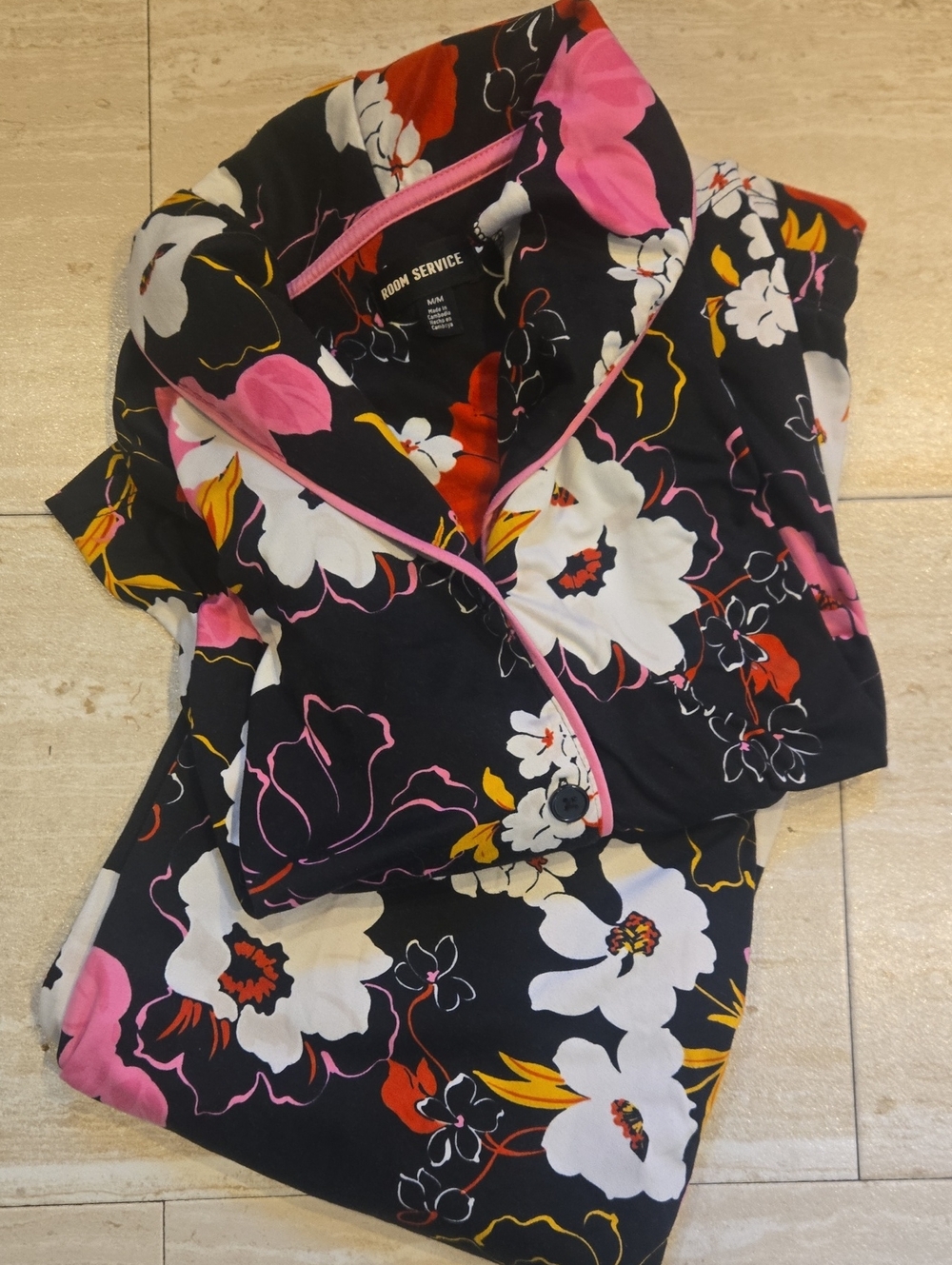 Room Service Black Floral Long Sleeve Pajama Set